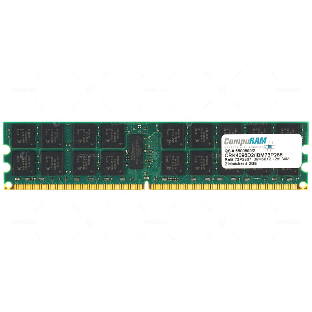 73P2867 IBM MEMORY 2GB 2RX4 PC2 3200R DDR2 39M5812, 73P286, CRK4096D2